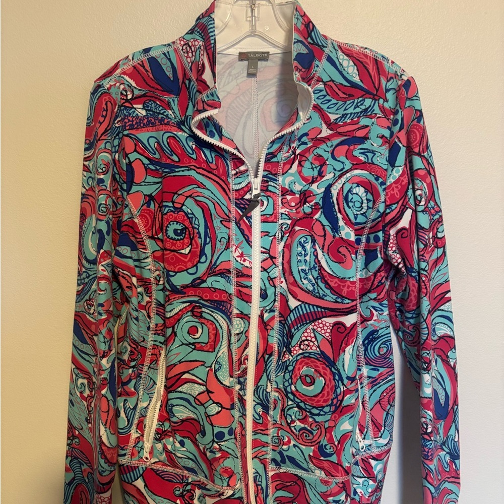 Talbots Red and Blue Patterned Bomber Jacket